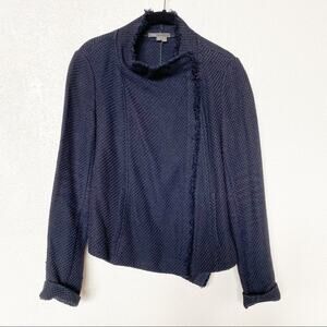Vince Frayed Edge Scuba Moto Jacket Navy Size Medium